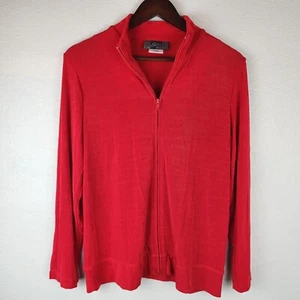 Slinky Brand Red Long Sleeve Full Zip Jacket SZ M Classic Travel Minimalist USA - Picture 1 of 10