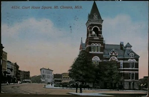 Mt. Clemens, Michigan - Court House Square - posted 1912 - flag postmark - Picture 1 of 2