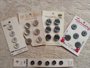Lot Vtg Mid Century Lt & Dark Gray Buttons Lansing Le Chic Majesty Shank & Flat - Picture 1 of 9