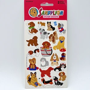 Vtg Sandylion Kromekote Puppies & Dogs Stickers 2 Sheets 42 Stickers Sealed Pack - Picture 1 of 6