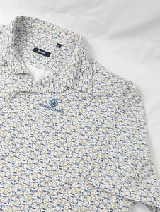 Breezy Golf Poloshirt Gr. XL Performance Stretch AOP Bierdosen Rose Hill Golf - Bild 1 von 8