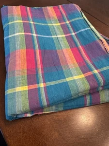 Vintage leichter Baumwoll Madras Karo Stoff blau rosa lila 3 Yds wendbar - Bild 1 von 7