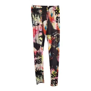 Hot Topic Leggings Rolling Stones Graphics Black Pink Blue White Yellow Small - Picture 1 of 12