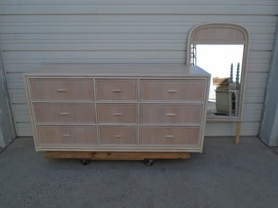 Cómoda Lápiz Caña Regencia Indias Occidentales Piedra Bambú Dividido Ratán Oficina Islas Foto 1 de 4