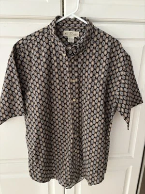 Natural Issue Shirt Mens L Black Brown Short Sleeve Button Up Cotton - Image 1 of 4
