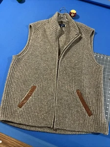 True Measure By JJ Powell Wool Vest Size XXL Sandy Brown Full-Zip Knit Y2K - Picture 1 of 10