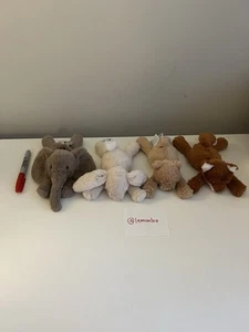 Jellycat Set Of 4 Tiny Size Smudge Animals Elephant Bunny Bear Fox New With Tags - Picture 1 of 7