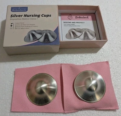 Copas de lactancia Boboduck plateadas protegen y curan los pezones Foto 1 de 4