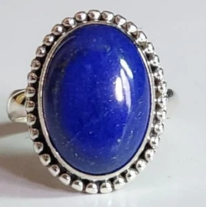 LAPISLAZULI NATUR EDELSTEIN 925 STERLING SILBER HANDARBEIT SCHMUCK RING 3 BIS 12 - Bild 1 von 5
