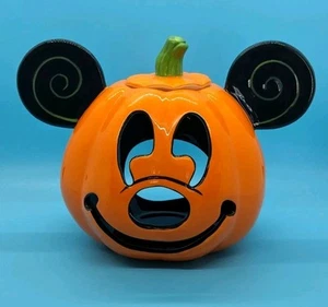 ¡NUEVO! Disney Mickey Mouse Cerámica Luz de Té Candelabro Halloween Calabaza Pequeño - Imagen 1 de 5
