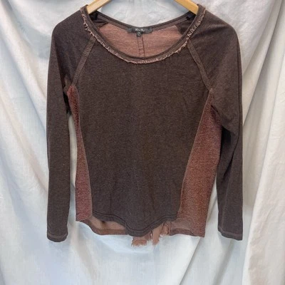 Top pulóver Miss Me para mujer L/S marrón/óxido flecos mediano usado en excelente estado Foto 1 de 4