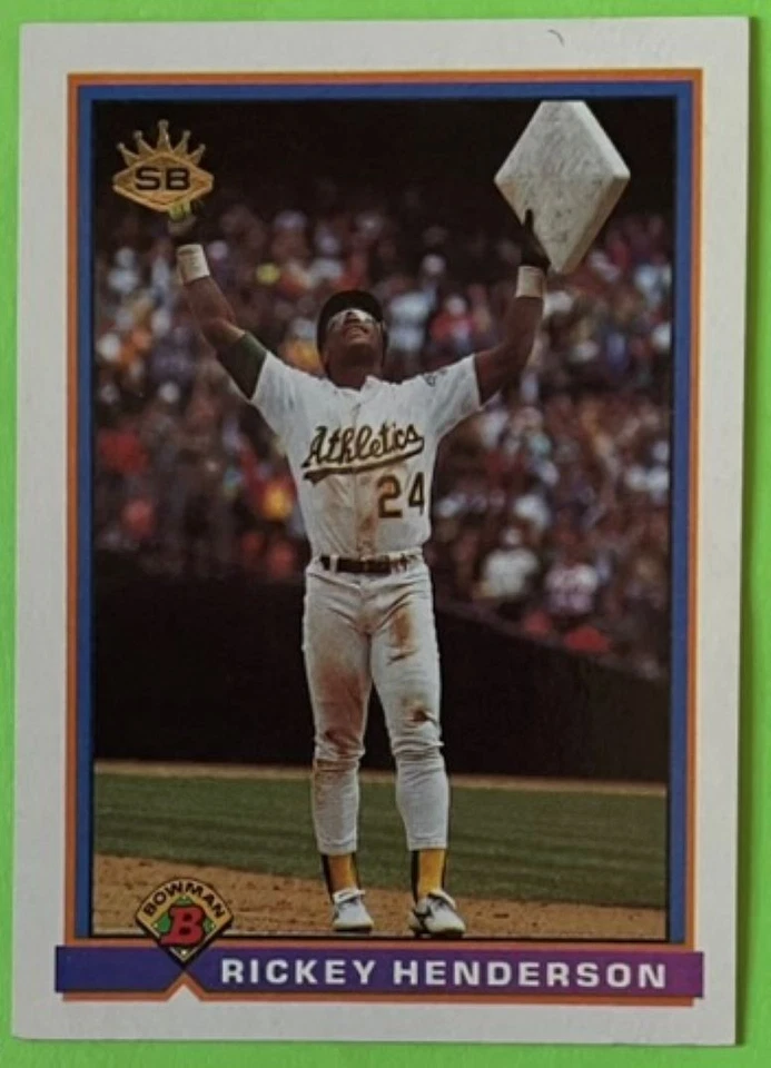 RICKEY HENDERSON, 1991 BOWMAN CARD, BASEBALL LEGEND ! AWESOME ! - Image 1 of 1