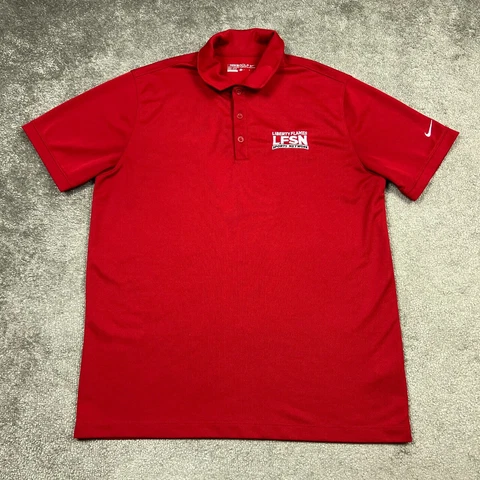 Liberty University Flames Polo Shirt Mens Large Red Nike Golf Short Sleeve NCAA Cover