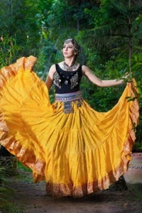 GOLDEN SUN GODDESS TRIBAL BELLYDANCE ATS MAHARANI GYPSY SKIRT 25 YARDS~36" - Picture 1 of 1