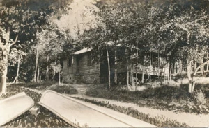 Brevik MN * Cottage/Cabin and Canoes RPPC 1941 * Cass Co. Longville - Picture 1 of 2