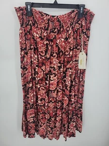 Falda Farmers Market para mujer Plus 1X roja negra cachemira floral en capas boho - Imagen 1 de 9