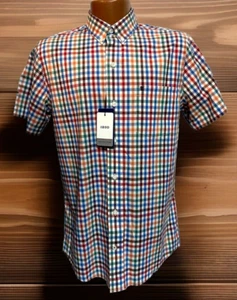 IZOD Men's Small Multi-Color Gingham Short Sleeve Button-Up Shirt-NWT-Retail $55 - Picture 1 of 8