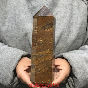 2.42LB Natural Tiger eye Obelisk quartz crystal Wand Point Decor Reiki specimen - Picture 1 of 12