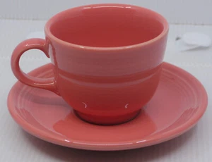 HOMER LAUGHLIN FIESTAWARE FLAMINGO CUP & SAUCER SET, RETIRED - Picture 1 of 6