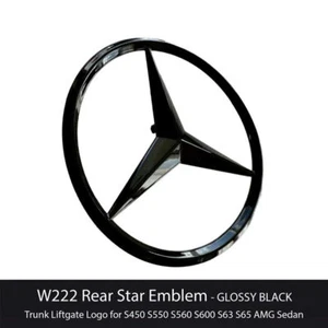 MB W222 S Brillo Negro Estrella Maletero Emblema Mercedes S63 S65 S550 Logotipo Trasero Insignia - Imagen 1 de 6