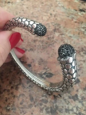 John Hardy Pave Sapphire Sterling Silver Dot Kick Cuff Bracelet - Image 1 of 4