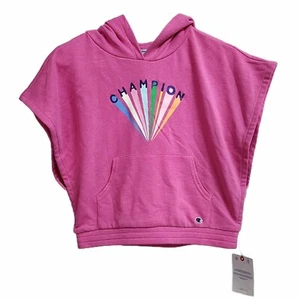 Champion Girls Short Sleeve Cropped Hoodie XL / 16 Sleeveless Graphic Sweatshirt - Picture 1 of 4