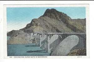 Postal Presa Coolidge Borde Blanco, Rupkey Butte en Fondo Curt Teich - Imagen 1 de 2