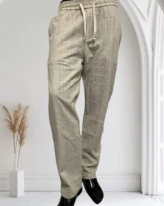 HERREN Leinenhose Kordelzug Yachting Sailing Beige Regular Urlaub Sommer - Picture 1 of 10