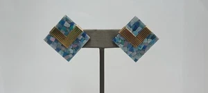 Peter Brams Design 14k & Mosaic Opal Retro Style Earrings - Picture 1 of 9
