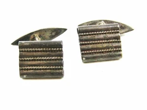 True Vintage 1930's - 1950's Art Deco Silver Cufflinks Unmarked 102414 - Picture 1 of 3