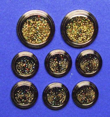 Unknown Brand Set of 8 Acrylic Face MultiColor Glitter Starburst Plastic Button - Image 1 of 4