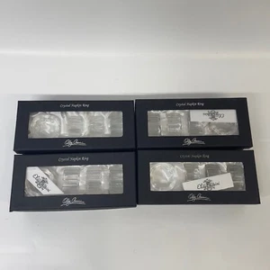 Oleg Cassini 16 Crystal Napkin Rings 4 Sets Of 4 Clear (126691 FLOWER) w/ Boxes - Picture 1 of 6