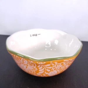 Pionierin Keramik Messbecher Schale Ersatz 1 Tasse orange weiß geblümt - Bild 1 von 7