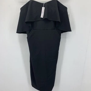 Chelsea28 womens 12 Strapless Sheath Wiggle Dress Black LBD Crepe Party NEW - Picture 1 of 12