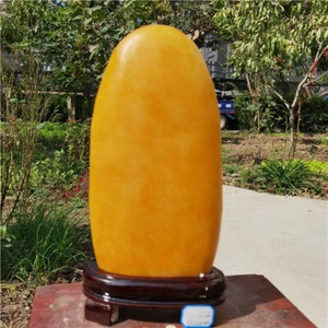 5.78kg  Natural Yellow jade Crystal Furnishing Article Healing + stand  o381 - Picture 1 of 9