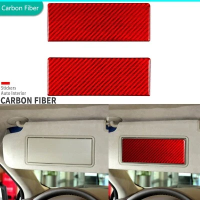 Cubierta de espejo cosmético parasol de fibra de carbono roja para Cadillac XTS 2013-19 Foto 1 de 4