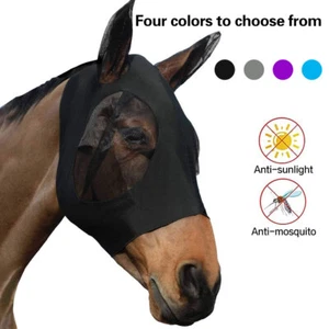 Pferd Anti Fliegenmaske Kapuze Vollgesichtsnetz Schutz Pferdemaske Anti-UV - Bild 1 von 15