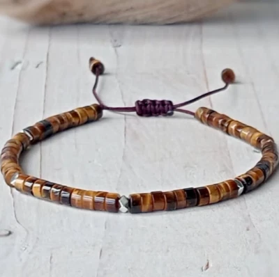 Delicada pulsera ojo de tigre delicada meditación curación regalo para ella/él Foto 1 de 4