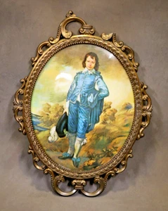Vintage Norleans Victorian The Blue Boy Thomas Gainsborough Brass Frame Italy - Picture 1 of 10