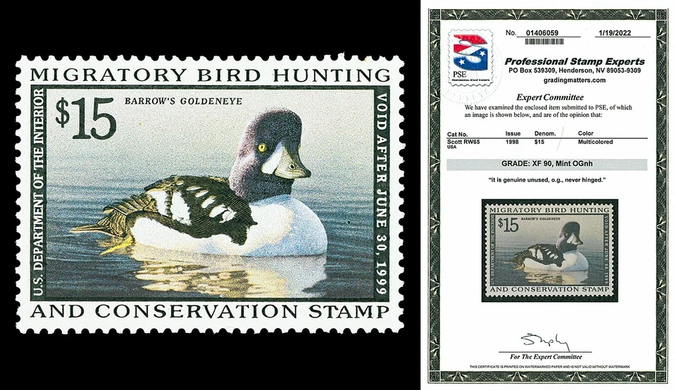 Scott RW65 1998 $15.00 Duck Stamp Mint Graded XF 90 NH with PSE CERT - Image 1 of 1