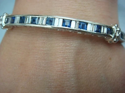 BRAZALETE BRAZALETE ORO 18K 17,1 GRAMOS PRINCESA ZAFIROS Y DIAMANTES BAGUETTE Foto 1 de 4