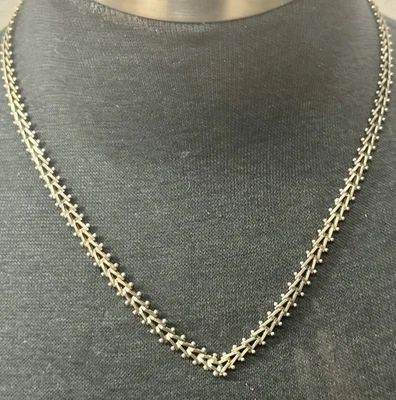 "Collar de cadena chevron italiano de plata de ley 925 miles con cuentas - 17,3 g - 18""" Foto 1 de 4