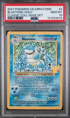 2021 Pokemon Celebrations Classic Coll Base Set #2 Blastoise Holo PSA 10 GEM MT - Image 1 of 3