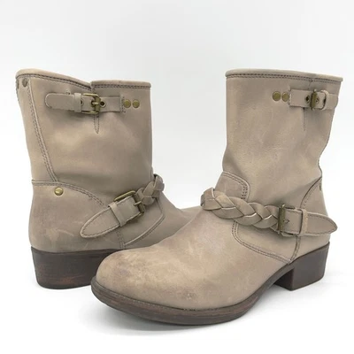 Report Women Ankle Bernsen Boots Size 9 Boho Western Biker Braided Leather Boho - Image 1 of 4