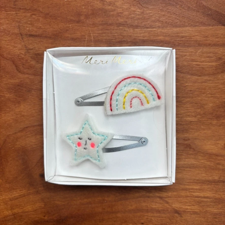 Pinzas para el cabello Meri fieltro arco iris y estrella, NUEVAS Foto 1 de 2