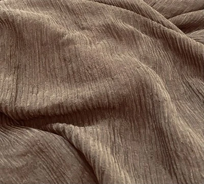 Crinkle Organza Soft Metallic Mocha Fabric By The Yard - Image 1 of 4