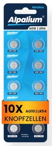 Alpalium AG10 LR54 10 Pack Blister Coin Cell Alkaline 1130 1.5V BP10 for Toys - Picture 1 of 6