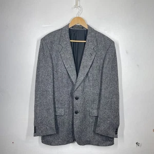 Vintage St Michael Tweed Jacket Mens 42L Grey Donegal Sport Coat Blazer Wool - Picture 1 of 10