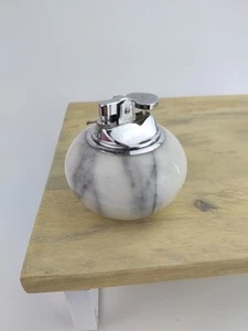 Vintage Lighter ALABASTER MARBLE Gas Lighter 1970s Table Top Cigarette Lighter - Picture 1 of 13