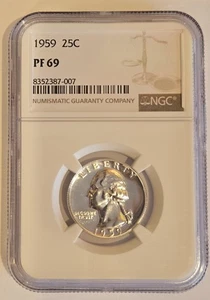 1959 NGC PF69 Washington Proof Silver Quarter 25c TOP POP - Picture 1 of 9